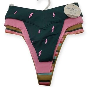 Arizona Body 3 Pack Thong Seamless Panty Women's Size Medium Panties Pink